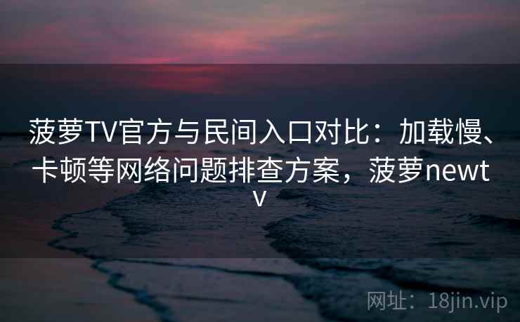 菠萝TV官方与民间入口对比:加载慢、卡顿等网络问题排查方案,菠萝newtv