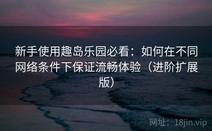 新手使用趣岛乐园必看：如何在不同网络条件下保证流畅体验（进阶扩展版）  第2张