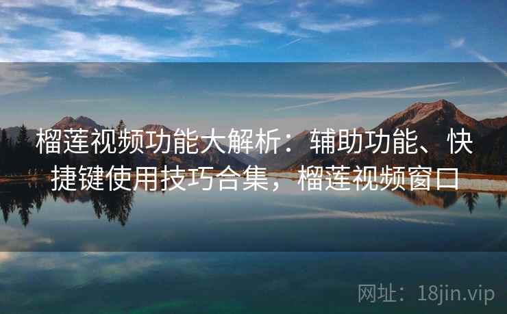 榴莲视频功能大解析：辅助功能、快捷键使用技巧合集，榴莲视频窗口