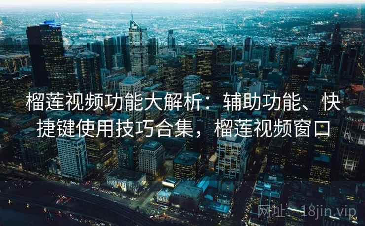 榴莲视频功能大解析：辅助功能、快捷键使用技巧合集，榴莲视频窗口